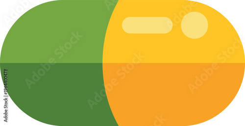 Green and yellow capsule representing medicine, health, and pharmaceutical treatment