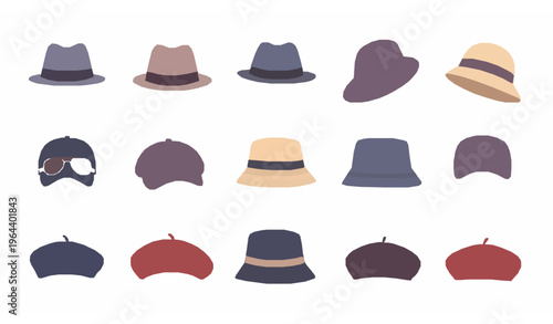 Hats and headgears vector set summer stylish male female accessories