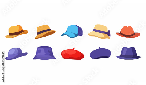 Stylish hats collection vector male female summer headwear accessories