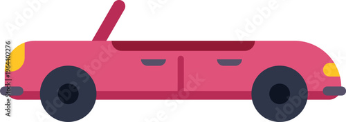 Pink luxury vehicle driving on a white background, representing transportation