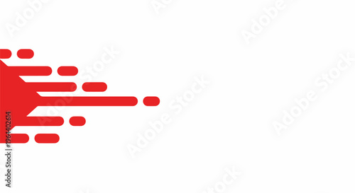 Abstract Red Play Button Icon with Motion Trails on White Background - Concept for Video, Streaming, and Digital Media