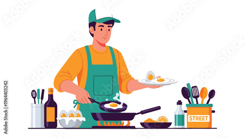 Culinary Maestro: A chef, standing in a kitchen, skillfully prepares a delectable meal, embodying the art of cooking, dedication, and culinary expertise.