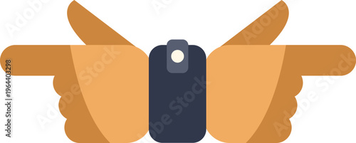 Two hands pointing left and right, illustrating choice, decision, and different options