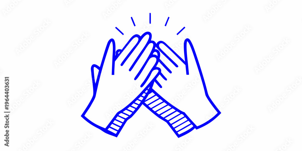 Obraz premium Blue line art illustration of two hands clapping together