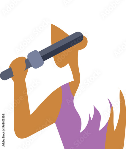 Woman holding a microphone and singing, capturing a moment of musical performance