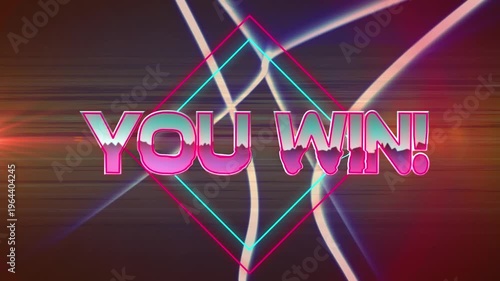 Game over only text over neon triangles against pink crystals and graduation light trails