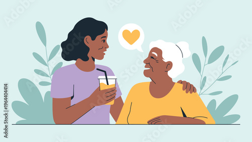Women intergenerational conversation, support, care
