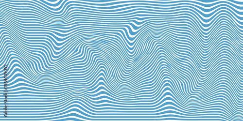 Water waves seamless pattern, vector curve lines abstract repeat tiling background, blue colored rhythmic waves.