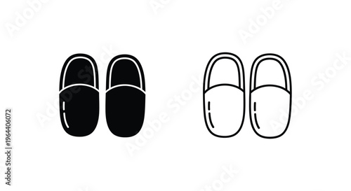 Black and white slippers illustration set Vector