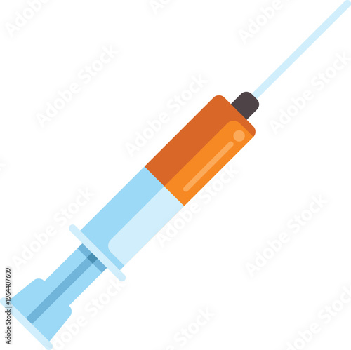 Syringe with orange fluid representing medical treatment and immunization