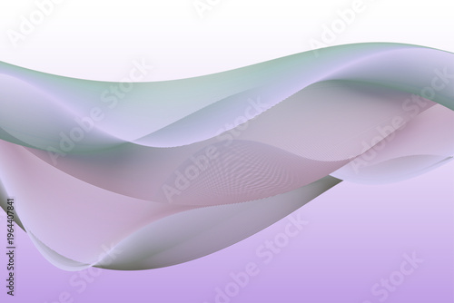 パステルカラーの繊細なラインが重なり合う幻想的なウェーブ抽象背景、柔らかく上品な雰囲気を演出する未来感あるデザイン素材