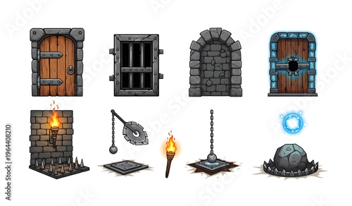 Collection of Medieval Fantasy Castle Doorway Elements.