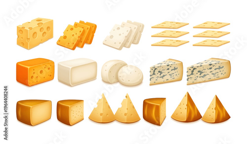 Collection of Variety of Cheese Types Displayed.