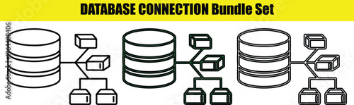 Database connection bundle set with servers and cubes diagram  data storage concept