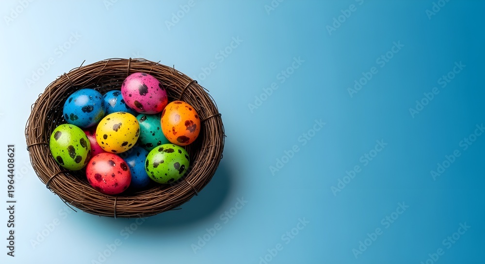 Fototapeta premium Easter monday celebration with colorful easter eggs in a basket