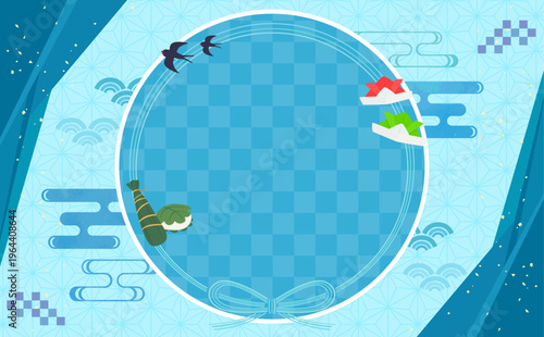 端午の節句の和風丸フレーム4_文字なし_横