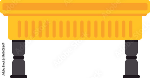 Yellow flat design park bench on a white background, useful for urban illustrations