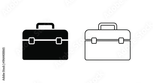 Briefcases line icon set Vector