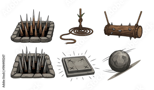 Collection of Medieval torture devices on display.