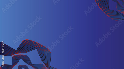 Abstract Blue Gradient Background with Wavy Red Lines