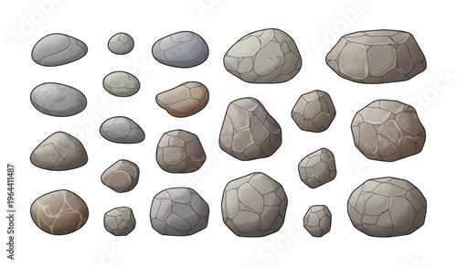 Collection of Various Gray Stones.