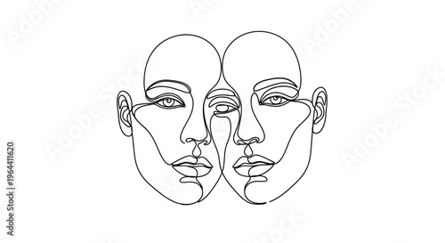 Two Faces Side by Side Drawing.