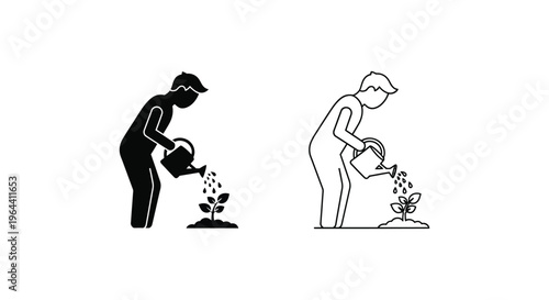 Gardening tools silhouette icon Vector