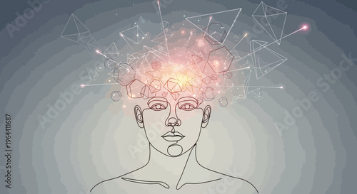 Woman with creative thinking expression.