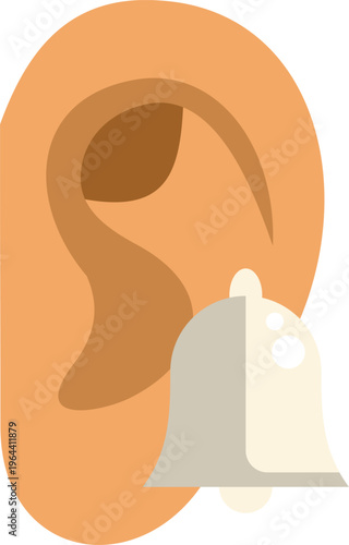 Ear with a bell icon representing hearing problems and tinnitus