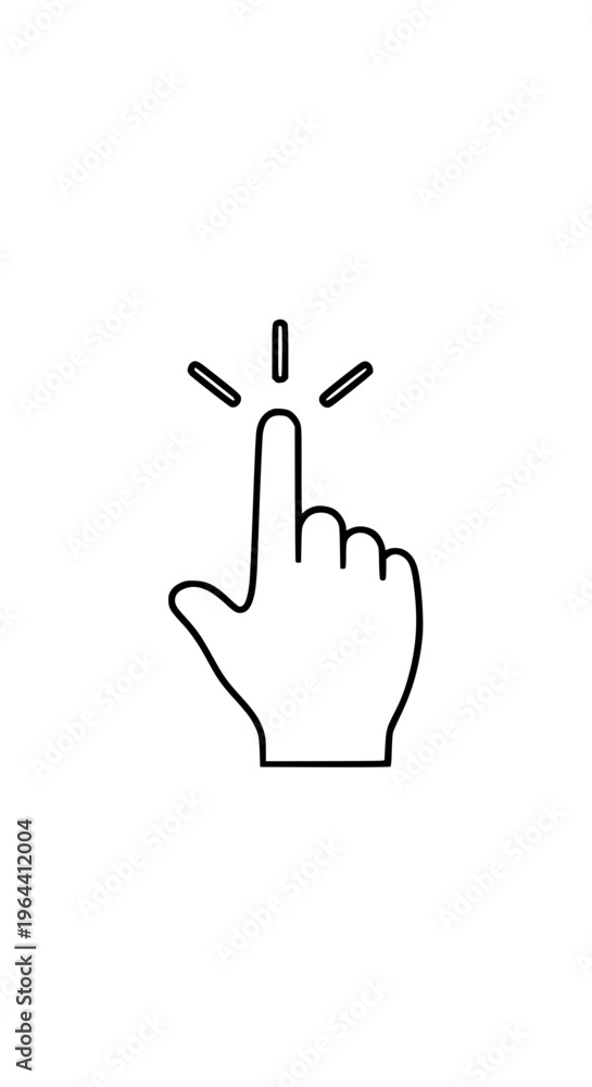 Obraz premium A hand icon with index finger clicking isolated on white background, Vector