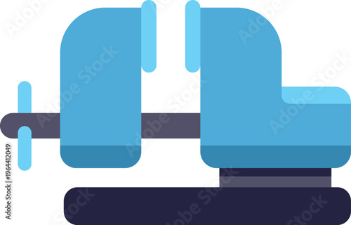 Bench vise clamping down on a workpiece in workshop