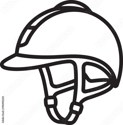 Cricket helmet icon outline illustration sports equipment side view