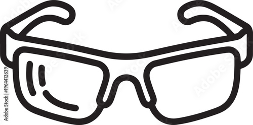 Line art illustration of a pair of sunglasses with clear lenses