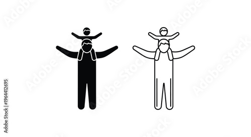 Black and white illustration of two human figures in cowboy hats Vector