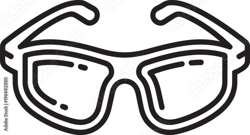 Glasses icon with black outline on transparent background for vision correction