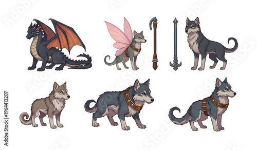 Collection of fantasy wolf creatures.