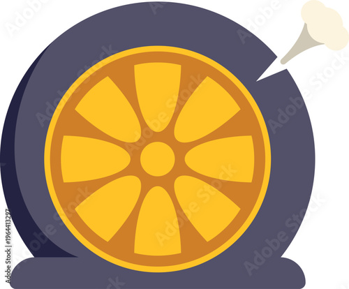 Flat tire losing air from a puncture, needing repair