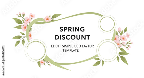 Vector illustration of a spring sale banner with colorful flowers and leaves on a white background for seasonal promotions and discounts