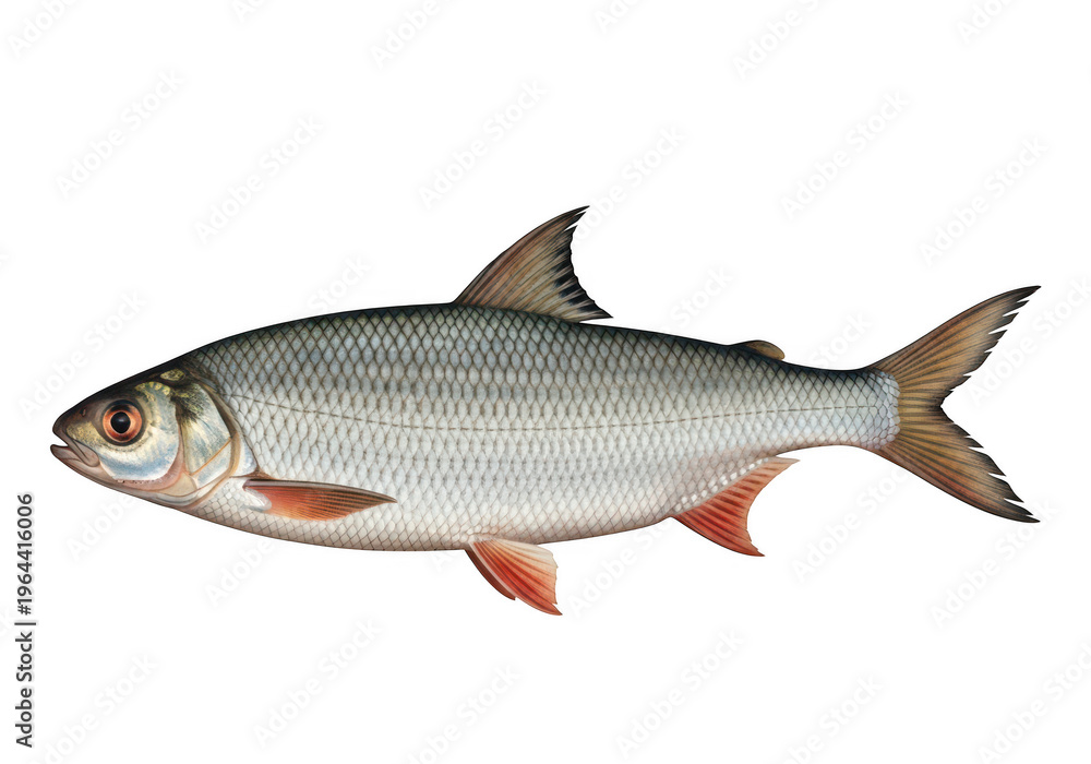 Obraz premium Gray fish swimming in clear water illustration isolated on transparent background,png,PNG