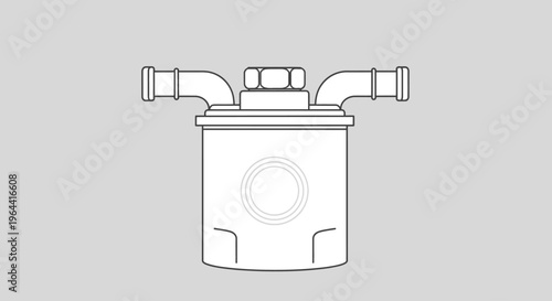 Industrial cylindrical object with pipes.