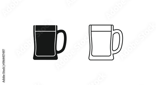 Beer mugs black and white line art Vector