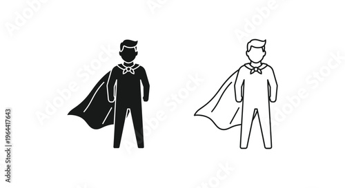 Superhero duo in black and white contrasting poses Vector