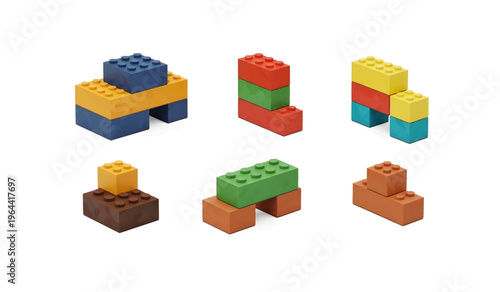Collection of Colorful plastic building blocks toys.