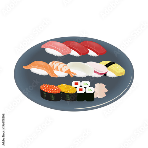 丸皿に盛られた寿司
