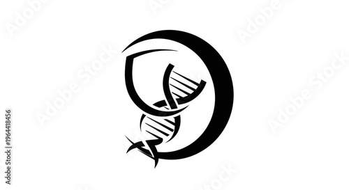 Abstract DNA Helix Symbol with Crescent Moon Shape