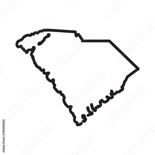 Simple black and white outline of the state of south carolina usa