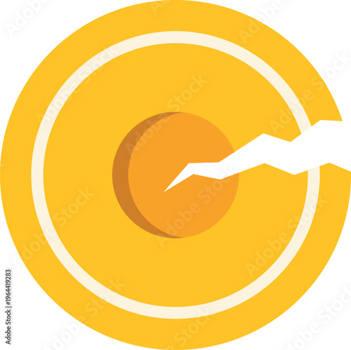 Gold coin showing a crack representing financial collapse