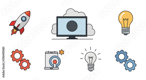 Innovation Technology Business Concept Icons.