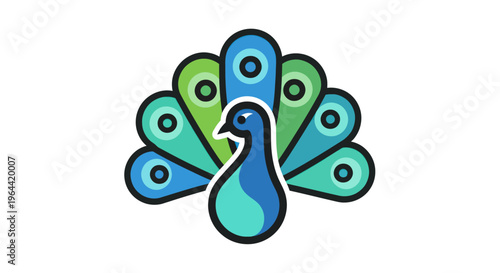 Colorful Peacock Bird Illustration Closeup.