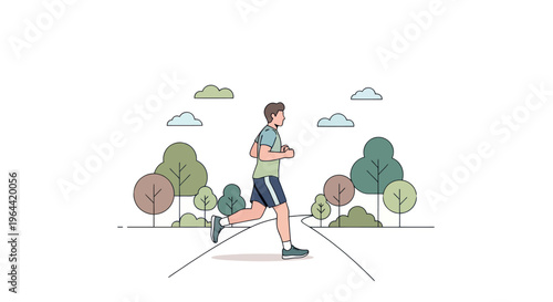 Man Running on Road Wearing Shorts.